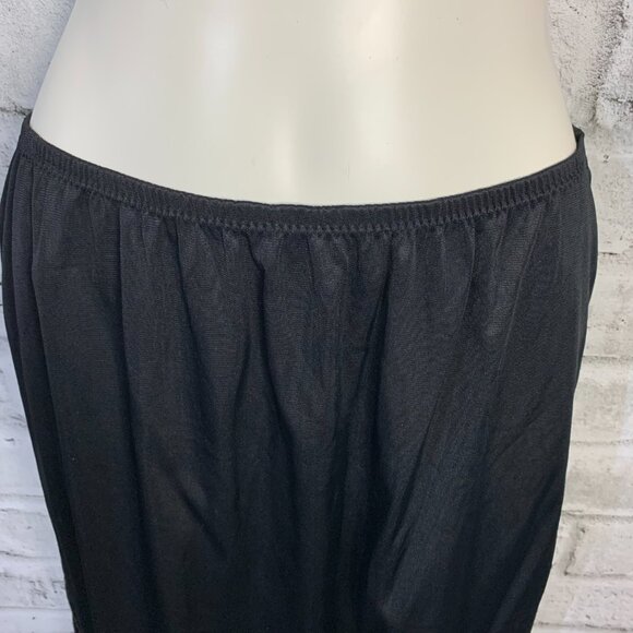 Vintage 90s Y2K French Maid Black Silky Satin Lace Boho Chic Half Slip Skirt - Picture 6 of 14